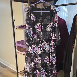 Torrid Black Floral Cold Shoulder Dress